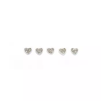 Металлическая фурнитура POLE «Серебряное сердце со стразами», 2 шт