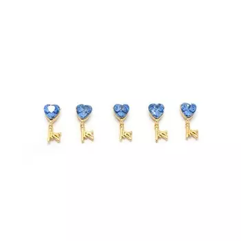 Металлическая фурнитура POLE «Золотой ключ», с голубым кристаллом, 2 шт