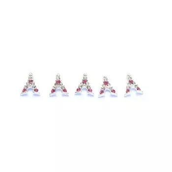 Металлическая фурнитура TNL «Эйфелева башня с розовыми стразами», 2 шт