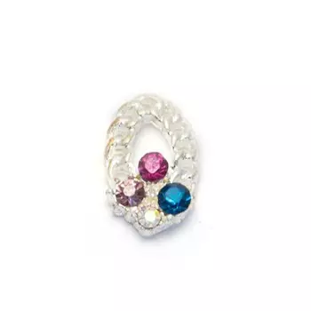 Металлическая фурнитура TNL «Овал серебряный с камнями», 4 шт