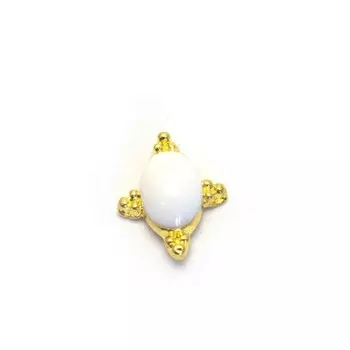 Металлическая фурнитура TNL «Ромб с камнем», белый, 4 шт