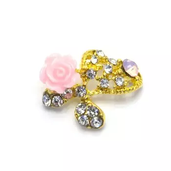 Металлическая фурнитура TNL «Роза чайная с камнями», 2 шт