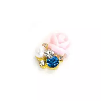 Металлическая фурнитура TNL «Роза с сапфиром», 4 шт