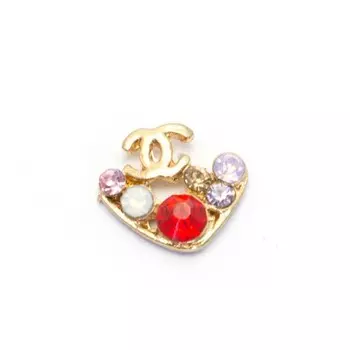 Металлическая фурнитура TNL «Шанель с красным камнем», 4 шт