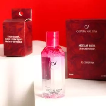 Мицелярная вода Olivia Valera, в комплекте 20 хлопковых спонжей, 100 мл