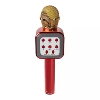 Микрофон для караоке Belsis MA3002BK, 3 Вт, 1200 мАч, Bluetooth, FM, microSD, красный