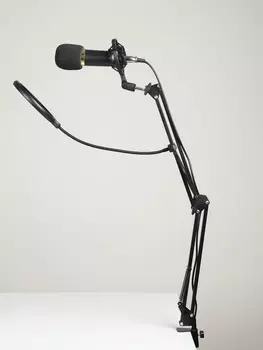 Микрофон конденсаторный Music Life золотой: кабель, ветрозащита, стойка