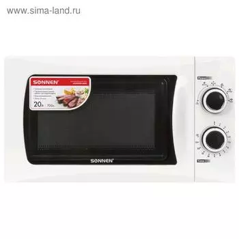 Микроволновая печь SONNEN MW2070H-6MW, 700 Вт, 20 л, таймер, чёрно-белая