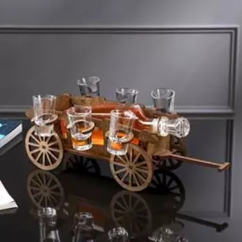 Мини-бар деревянный "Повозка", 29х11х4 см, светлый