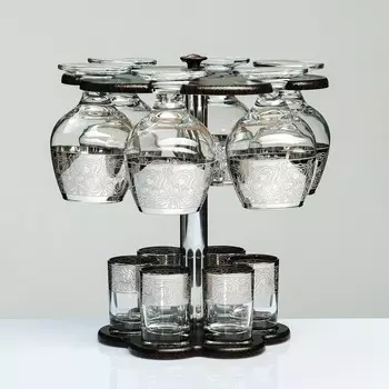 Мини-бар двойной "Jungle с напылением серебро" 50 мл, 250 мл