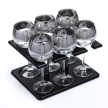 Мини-бар набор из 6-ти бокалов 280мл"Jungle" серебро