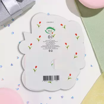 Мини-открытка "8 Марта" глиттер, мишка, 13х13,5 см