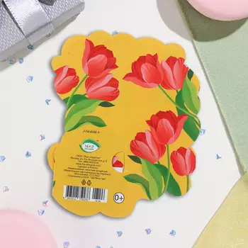 Мини-открытка "8 Марта" глиттер, зайчик, 13х13,5 см