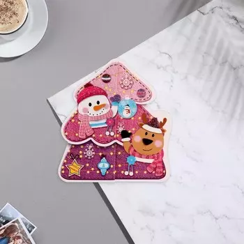 Мини-открытка новогодняя двойная «Волшебного настроения!» глиттер, 16.5 х 10 см