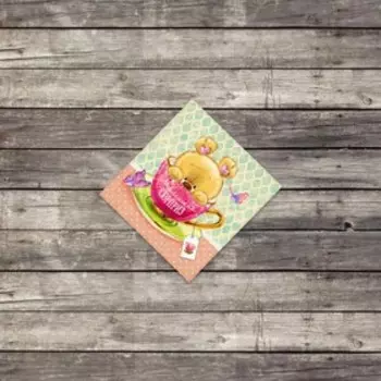 Мини–открытка «Маленький сюрприз», мишка, 7 х 7 см
