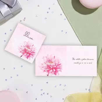 Мини-открытка "Маме" хризантема, 7,5х7,5 см