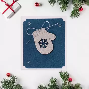 Мини-открытка новогодняя «Варежка», ручная работа