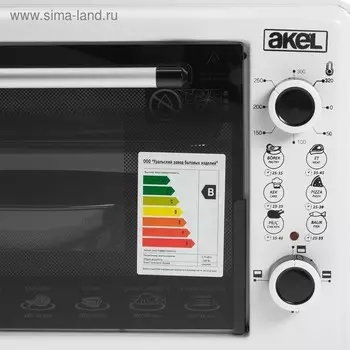 Мини-печь Akel AF-720, 1300 Вт, 36 л, таймер, регулировка температуры, белая