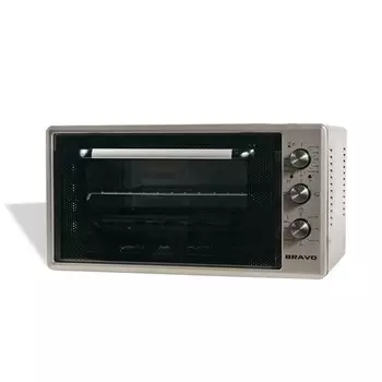 Мини-печь Bravo FO-45SBL, 1600Вт, 45л, 50-300°С, гриль, конвекция, таймер, серебристо-чёрная 75084