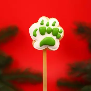 Мини-печенье на палочке «Лапка» серая, 15 г