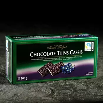 Мини-плитки Maitre Truffout с начинкой со вкусом черной смородины в пластинках, 200 г