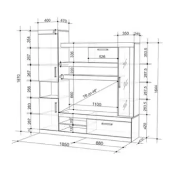 Мини-стенка Макси Дуб сонома/Скала