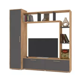 Мини-стенка Прага, 1800х400х1800 Золотой дуб/графит