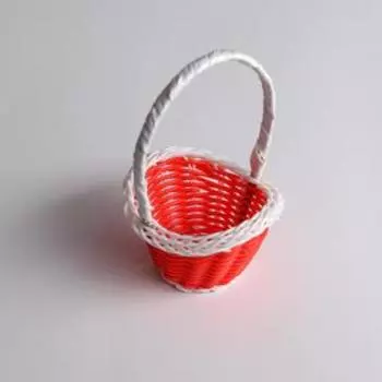 Миниатюра кукольная - корзинка, цвет красный