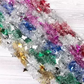 Мишура новогодняя «Зимнее волшебство. Вираж», бабочки, d = 5 см, 200 см, МИКС