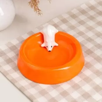 Миска "Белая мышка", оранжевая, керамика, 0.2 л