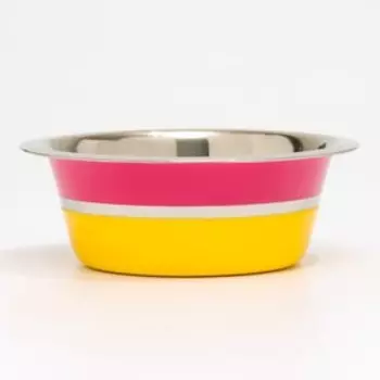 Миска цветная стандарт 350 мл, жёлтая/розовая