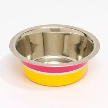 Миска цветная стандарт 350 мл, жёлтая/розовая