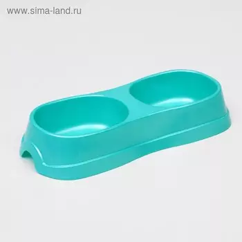 Миска двойная 2 х 0,3 л, 28 х 12,5 х 5 см, светло-зеленый перламутр