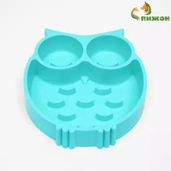 Миска для кошек ПИЖОН, медленное кормление, 16 х 15 х 3 см, синяя