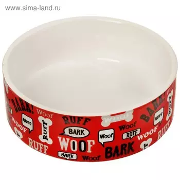 Миска керамическая "Косточки и надписи", 10,5 х 4 см, 200 мл, красная