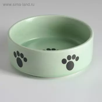 Миска керамическая «Лапки» 200 мл - 10.510.54 см, мятная