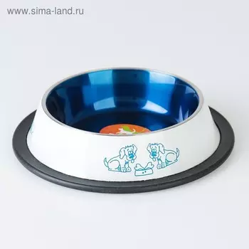 Миска с нескользящим основанием декоративная цветная, 230 мл, бело-синяя