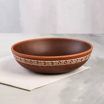 Миска для вареников, ангоб, красная глина, 0.9 л