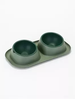 Миска для животных Дубль Мини 0.2 л, Soft-touch, изумруд