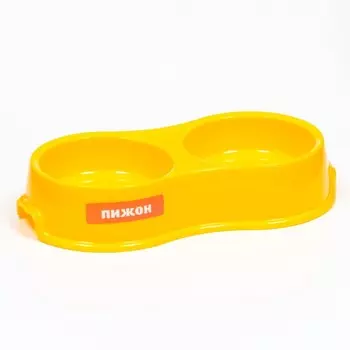 Миска двойная, 2х160 мл, 22х12х4 см, желтая