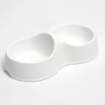 Миска двойная «Мур-мяу», белая, 22,5 х 13 х 6 см, 0,2 л