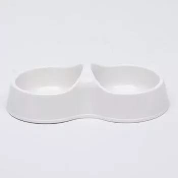 Миска двойная «Мур-мяу», бежевая, 22,5 х 13 х 6 см, 0,2 л