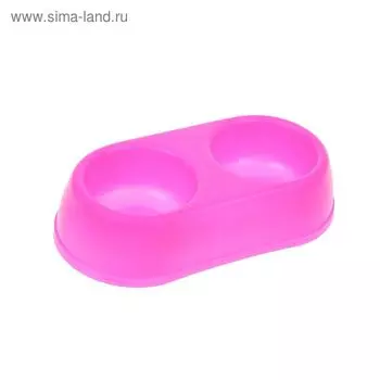 Миска двойная 2 х 200 мл, пластиковая, микс цветов