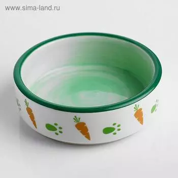 Миска керамическая с морковками 100 мл 8,8 х 8,8 х 3 см, зелёно-белая