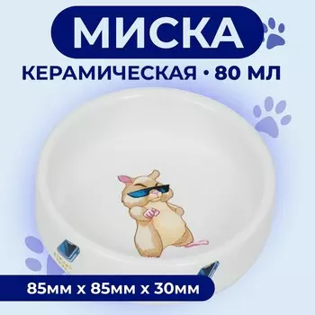 Миска керамическая «На стиле» 70 мл - 8.53 см, белая