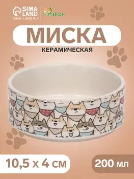 Миска керамическая «Хаски» 200 мл - 10.510.54 см, бежевая/серая