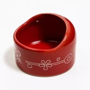 Миска керамическая "Хомячок", 6,3 х 4,5 см, красная