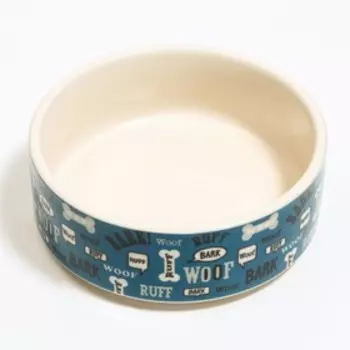 Миска керамическая "Косточки и надписи", 10,5 х 4 см, 200 мл, синяя