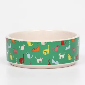 Миска керамическая «Котэ» 200 мл - 10.510.54 см, зелёная/белая