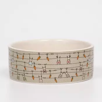 Миска керамическая «Кроличьи игрушки» 300 мл, 11.55 см, бело-серая